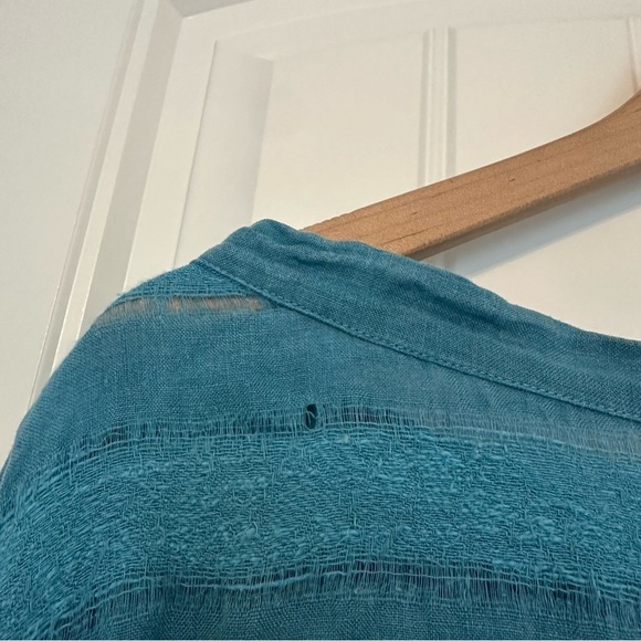 La Bottega Di Brunella Oversized Top Boxy Lagenlook Blue Striped Size Medium - Picture 7 of 8